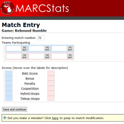 The match editor, in which the final result of game matches can be entered.